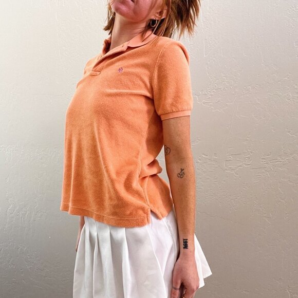 Y2K Ralph Lauren Orange Terry Short Sleeve Polo Shirt - Picture 3 of 6